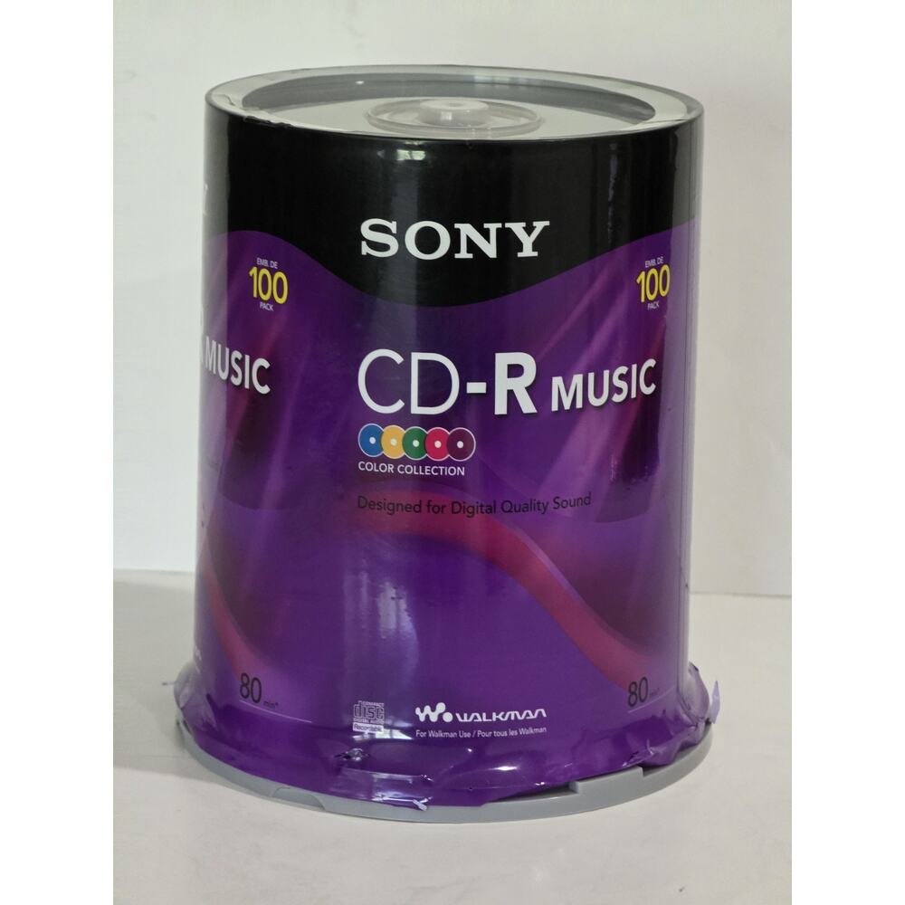 Sony CD-R Music Discs 80 min Color Collection Discs - 100CRM80RSX 100 Count New